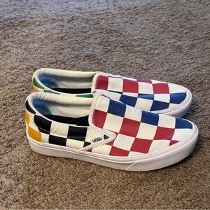 Vans Off The Wall Shoes Mens 7.5 Womens 9 White Check Slip On Logo